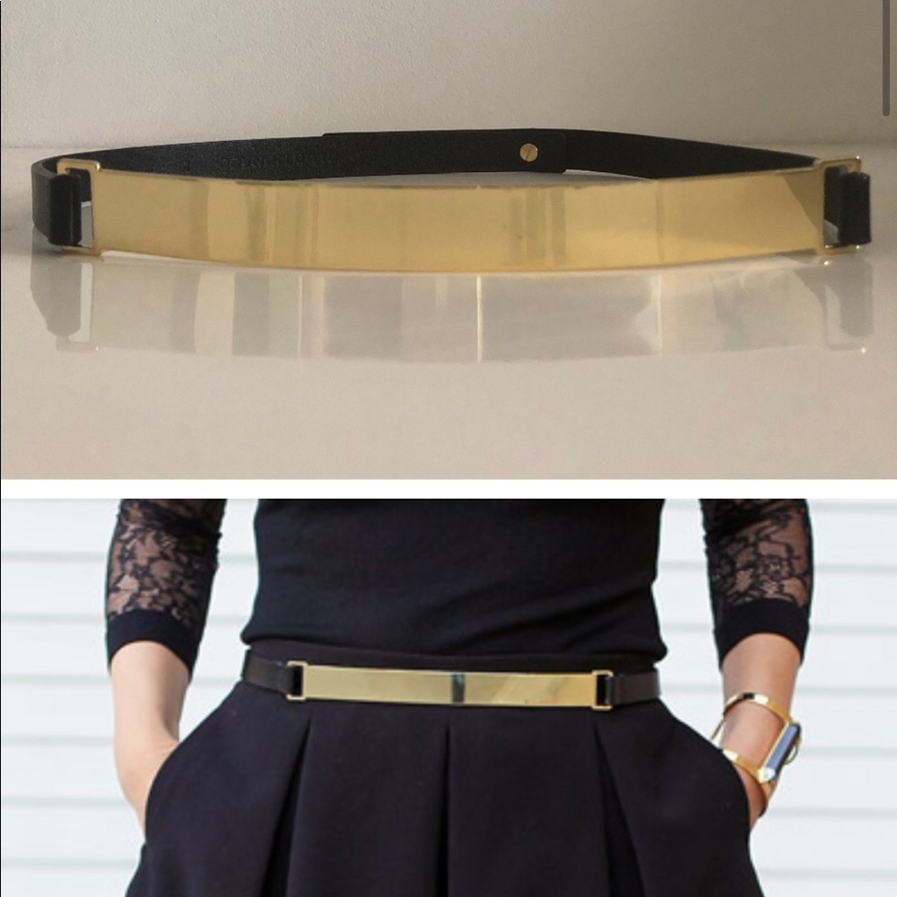 Club Monaco metal leather belt. Statement piece for dresses.